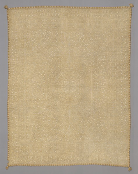 Cover, 1601/50, India, Bengal, India, Three panels joined: silk (tussar), plain weave, embroidered