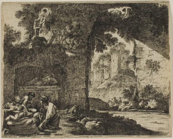 Shepherds in Ruins, n.d., Jean le Pautre, French, 1618-1682, France, Etching on ivory laid paper,