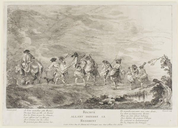 Recruits Going to Join the Regiment, 1717–26, Henri-Simon Thomassin (French, 1687-1741), after