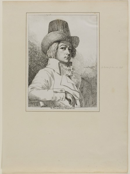 Portrait of B. Reading, Engraver, June 16, 1798, Samuel de Wilde, English, 1748-1832, United