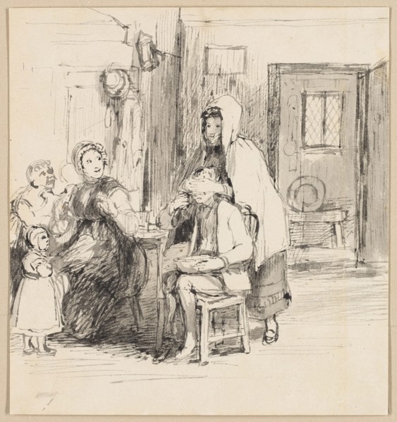Guess My Name, c. 1821, Sir David Wilkie, Scottish, 1785–1841, United Kingdom, Brush and gray wash