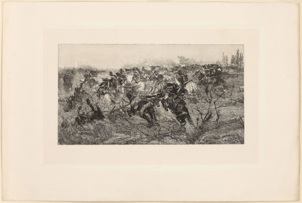 The Cavalry Charge, 1889, Giovanni Fattori, Italian, 1825-1908, Italy, Etching, with drypoint and