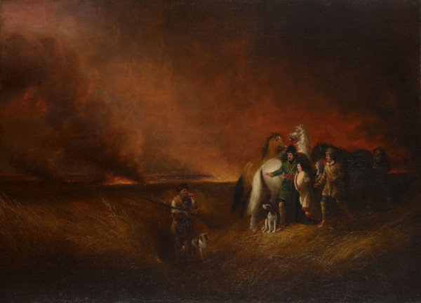 The Prairie on Fire, 1827, Alvan Fisher, American, 1792–1863, United States, Oil on canvas, 61 × 83