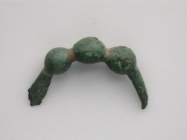 Bow Fibula, Geometric Period (800–700 BC), Greek, Thessaly, Greece, Bronze, 3.1 × 5.0 × 1.2 cm (1