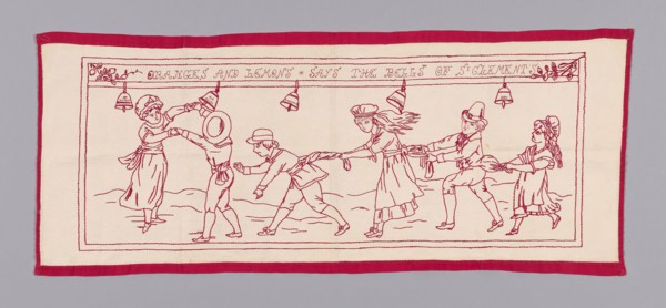 Scarf, c. 1875, England, Cotton, extended plain weave, embroidered with cotton in stem, long and