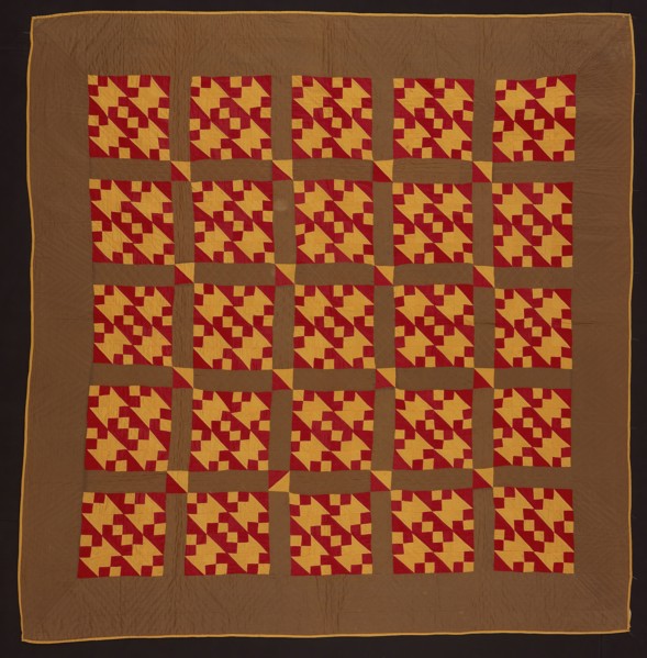 Bedcover (Jacobs Ladder quilt), 19th century, United States, Cotton, plain weaves, pieced, quilted,