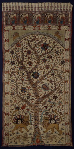 Hanging, 1893, Iran, Iran, Linen, plain weave, painted, printed, 301 x 148 cm (118 1/2 x 58 1/4 in