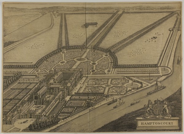 Hampton Court, plate six from Britannia Illustrata, published 1707, Jan Kip (Dutch, c. 1653-1722),