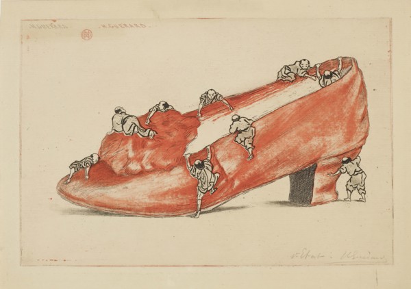 The Assault of the Shoe, 1888, Henri Charles Guérard, French, 1846-1897, France, Etching, with open
