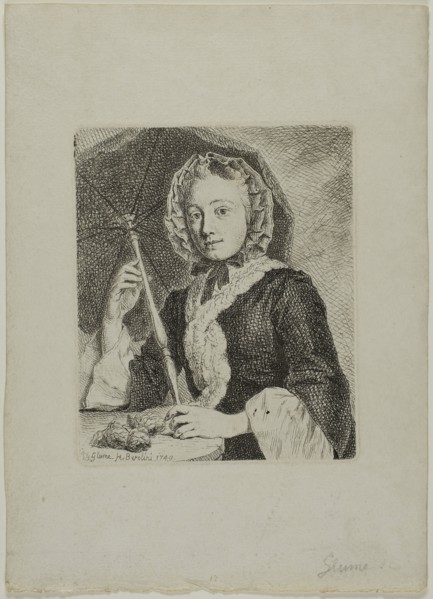 Woman with a Parasol (Mrs. Friedrich Christian Glume, Sister-in-Law of the Artist), 1749, Johann