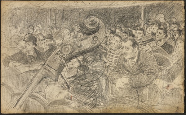 Audience at a Parisian Theatre II, c. 1885, Giovanni Boldini, Italian, 1842-1931, Italy, Graphite