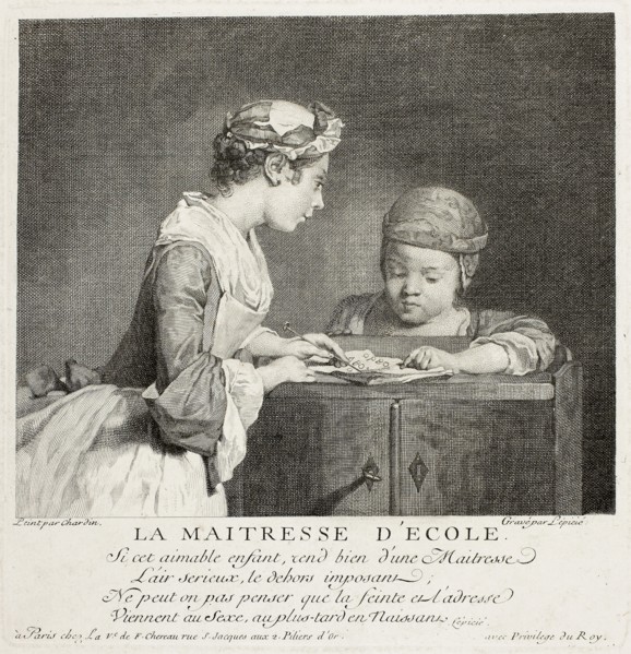 School Mistress, c. 1740, François Bernard Lépicié (French, 1698-1755), after Jean Baptiste Siméon