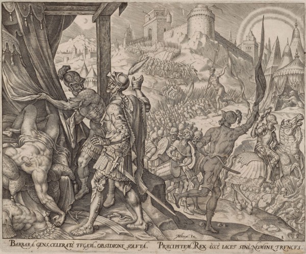 The Discovery of Holofernes’s Corpse, plate eight from The Story of Judith and Holofernes, 1564,