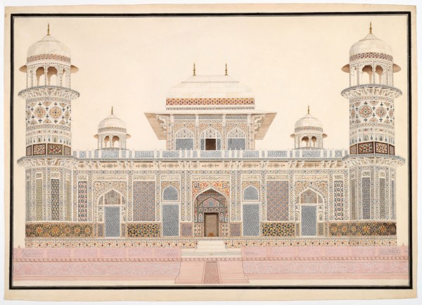 I’timad-ud-Daula’s Tomb at Agra, c. 1820, India, Agra, India, Watercolor on paper watermarked J.