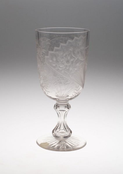 Tall Goblet or Vase, c. 1875, England, Glass, engraved, H. 23 cm (9 1/16 in.)