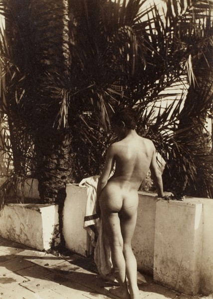 Male Nude, 1890, Wilhelm von Gloeden, German, 1856–1931, Germany, Albumen print, 18 × 13 cm