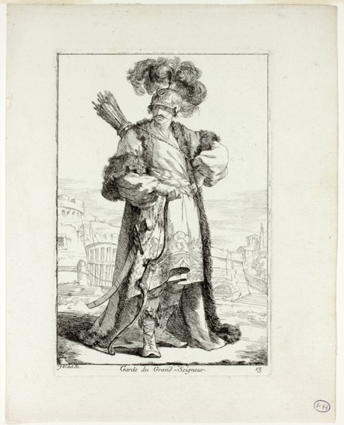Garde du Grand Seigneur, plate thirteen from Caravanne du Sultan à la Mecque, 1748, Joseph Marie