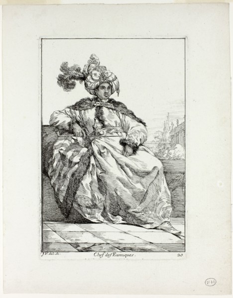 Chef des Eunuques, plate 20 from Caravanne du Sultan à la Mecque, 1748, Joseph Marie Vien, French,