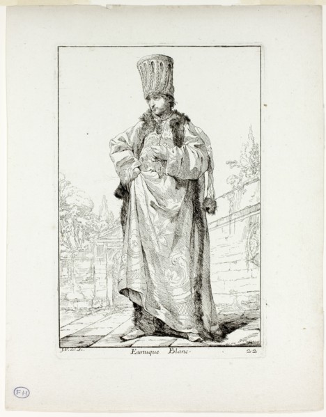 Eunuque Blanc, plate 22 from Caravanne du Sultan à la Mecque, 1748, Joseph Marie Vien, French,
