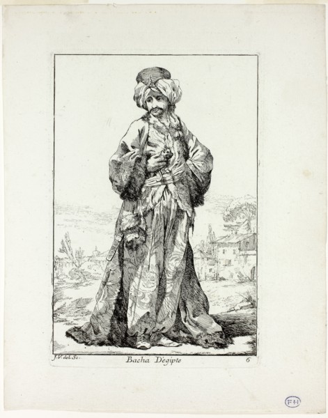 Bacha d’Égypte, plate six from Caravanne du Sultan à la Mecque, 1748, Joseph Marie Vien, French,