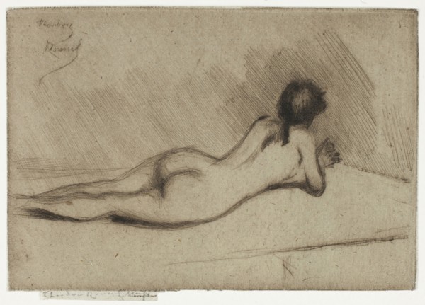 Study from the Nude of a Girl Lying Down, 1890, Theodore Roussel, French, worked in England,