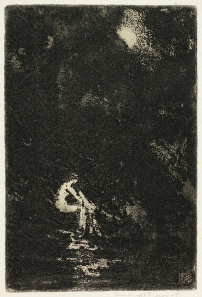 A Nymph Bathing, Moonlight, 1890–1900, Theodore Roussel, French, worked in England, 1847-1926,