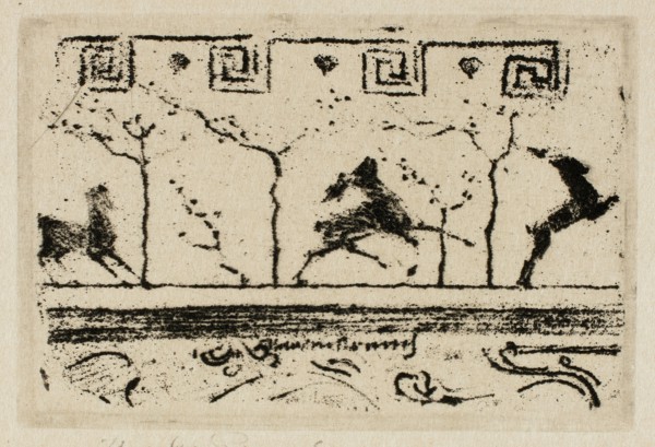 Stags, A Study for the Decoration of a Frame (Third Version), 1890–98, Theodore Roussel, French,