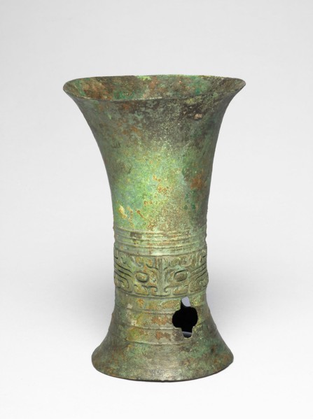Beaker, Erligang period (about 1600–about1300 BC), China, Bronze, H. 15.5 (6 1/8 in.), diam. 11.0