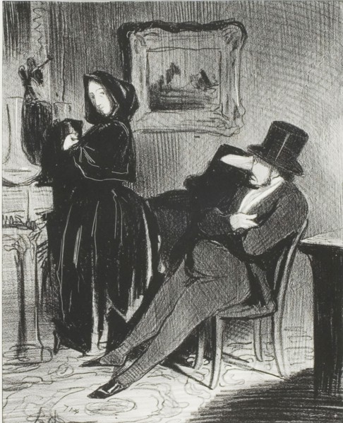 Each time I take you to the opera ball…, plate four from Paris l’hiver, 1845, Honoré-Victorin