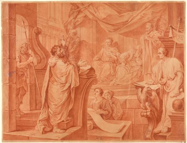 Paul Before Felix, c. 1751, William Hogarth, English, 1697–1764, England, Various red chalks on