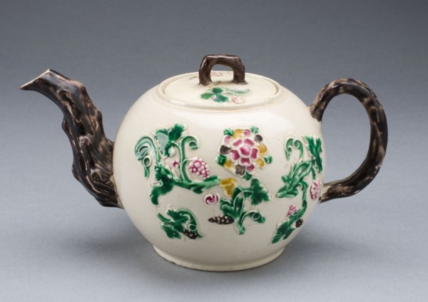 Teapot, c. 1750, Staffordshire, England, Staffordshire, Salt-glazed stoneware, polychrome enamels,