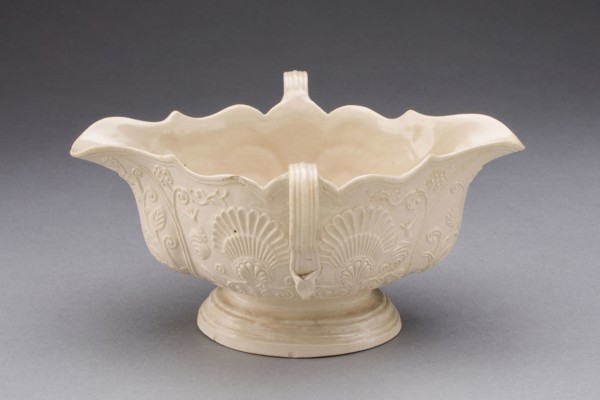 Sauceboat, 1750/59, Staffordshire, England, Staffordshire, Salt-glazed stoneware, 8.6 x 14.3 x 17.5