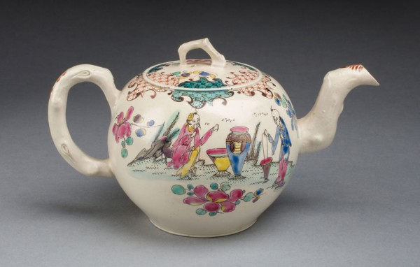 Teapot, c. 1750, Staffordshire, England, Staffordshire, Salt-glazed stoneware, polychrome enamels,