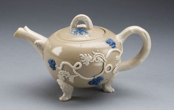 Teapot, 1750/55, Staffordshire, England, Staffordshire, Salt-glazed stoneware, with applied