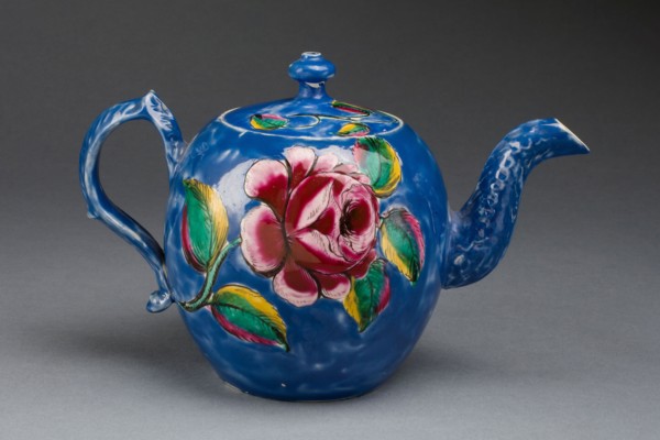 Teapot, c. 1760, Staffordshire, England, Staffordshire, Salt-glazed stoneware, polychrome enamels,