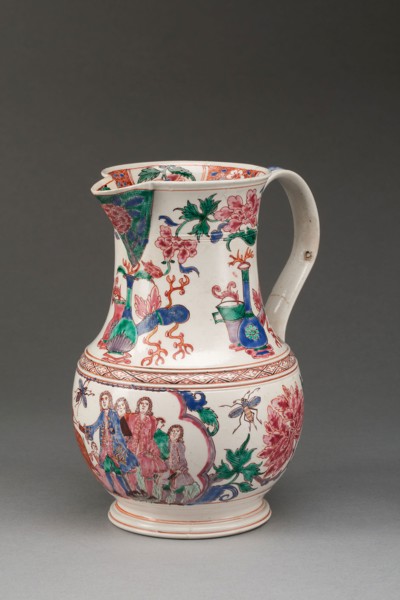 Jug, c. 1760, Staffordshire, England, Staffordshire, Salt-glazed stoneware, polychrome enamels, 18