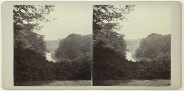 Untitled (Fountains Abbey Surprise View), 1860s, Fountains Abbey, Albumen print, stereo, 8 × 7.7 cm