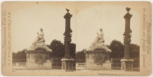 Place de la Concorde, Paris, 1860s, Paris, Albumen print, stereo, 7.8 x 7.5 cm (each image), 8.8 x