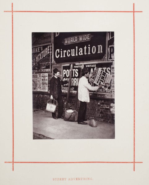 Street Advertising, 1877, John Thomson, Scottish, 1837–1921, Scotland, Woodburytype, from the album
