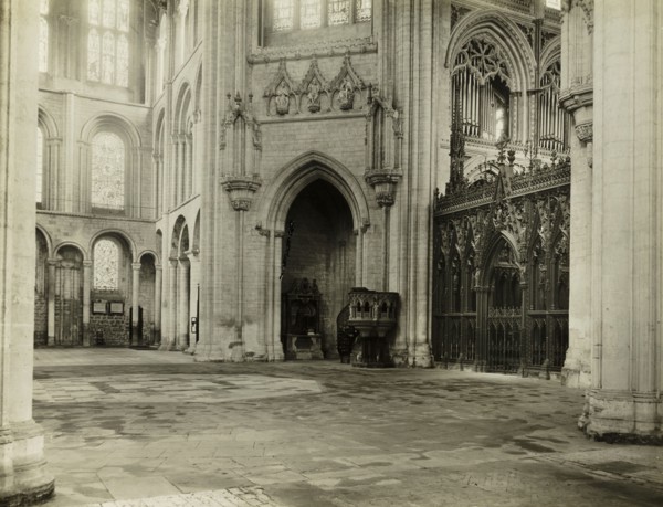 Ely Cathedral: Octagon from South Transept Chairs & Benches Removed, 1899, Frederick H. Evans,