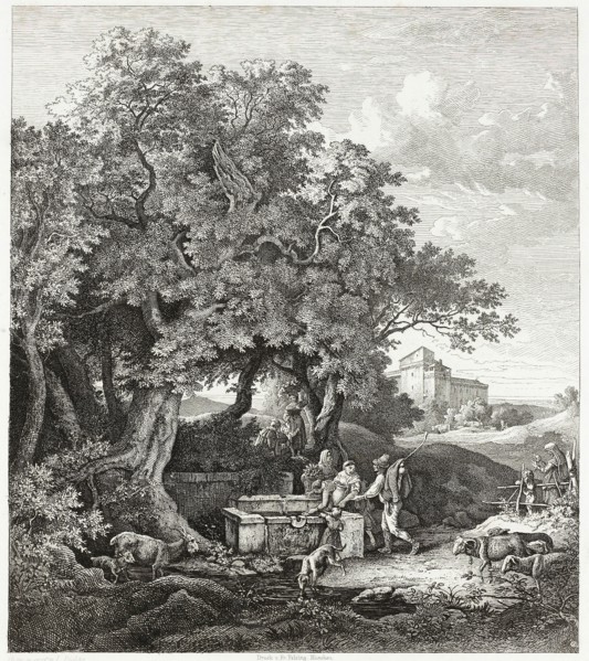 Grotta Ferrata, 1832, Adrian Ludwig Richter, German, 1803-1884, Germany, Etching with engraving in
