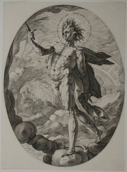 Apollo, 1588, Hendrick Goltzius, Dutch, 1558-1617, Netherlands, Engraving in black ink on off-white