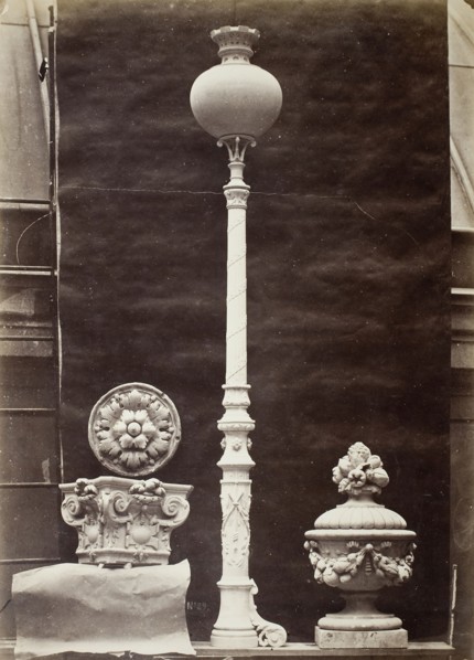 Interior Details and Candelabra, Théâtre du Vaudeville, Paris, 1869, printed 1875/76, Louis-Emile