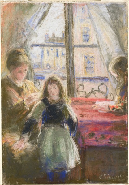 At the Window, rue des Trois Frères, 1878–79, Camille Pissarro, French, 1830–1903, France, Pastel