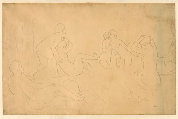 Bathers in a Forest, 1895/97, Pierre Auguste Renoir, French, 1841–1919, France, Graphite on tan