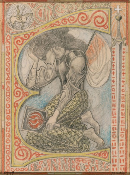 Joan of Arc, 1898, Jan Toorop, Dutch, 1858–1928, The Netherlands, Graphite and colored pencils on