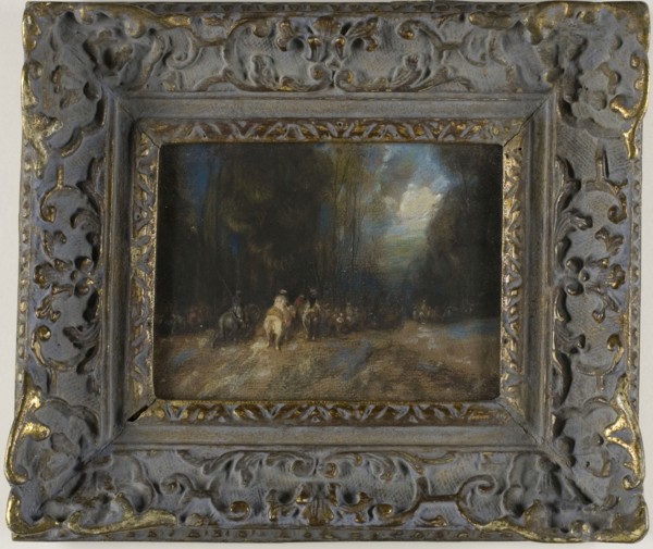 Riders on Horseback in Woods, 18th century, Unknown Artist, French, 18th century, France, Pastel,
