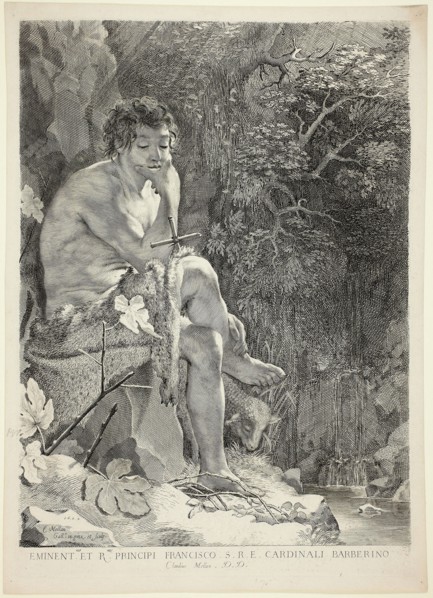 Saint John the Baptist in the Desert, 1629, Claude Mellan, French, 1598-1688, France, Engraving in