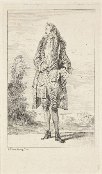 Figures du mode, c. 1710, Jean Antoine Watteau, French, 1684-1721, France, Etching in black on