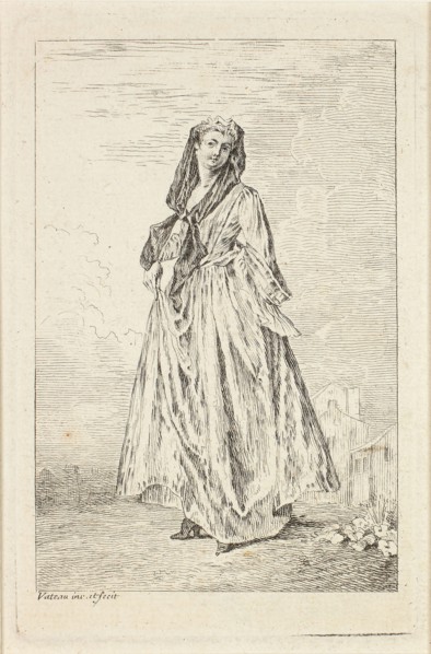 Figures du mode, c. 1710, Jean Antoine Watteau, French, 1684-1721, France, Etching in black on